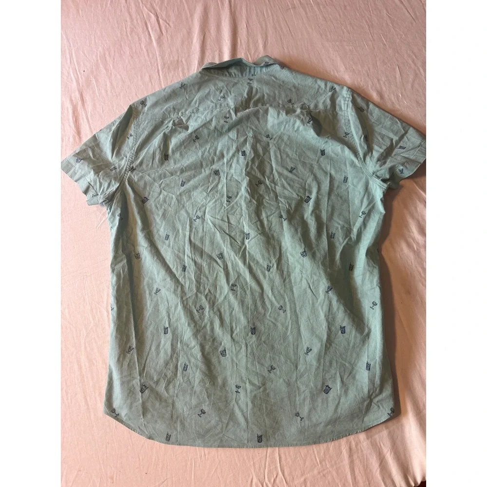 J.Crew Button Down Shirt Mens M Mint Green Cocktail Print H4743 SU18